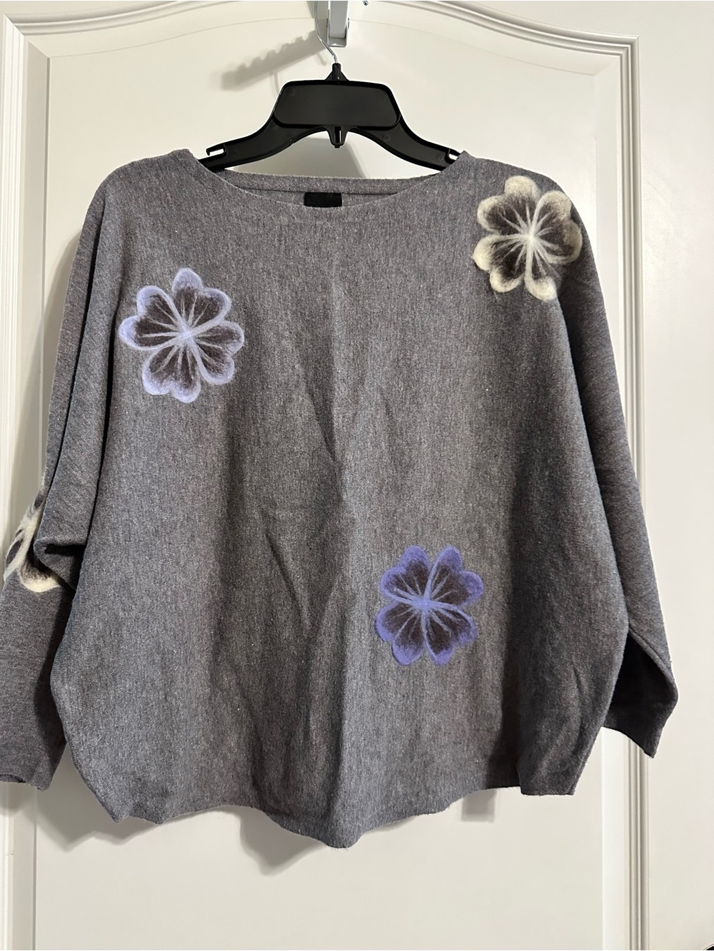Gray Floral Accent Women’s Sweater